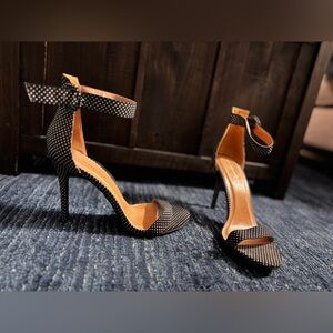 Black Polka Dot Strap Stilettos